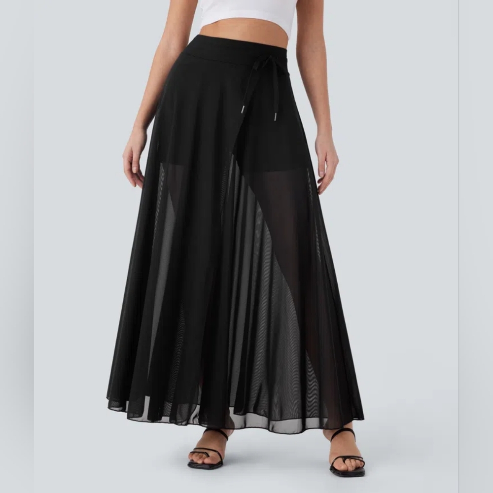 Black Mesh Maxi Skirt BNWT